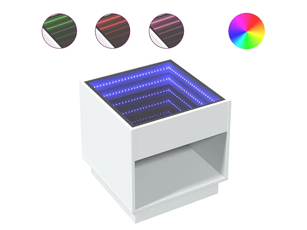 Couchtisch mit Infinity-LED Weiß 50x50x50 cm