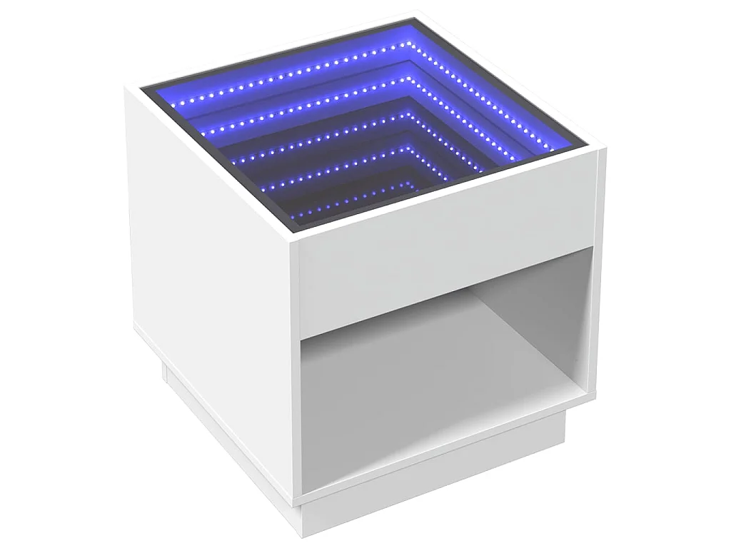 Mesa de centro luzes LED Infinity 50x50x50 cm branco