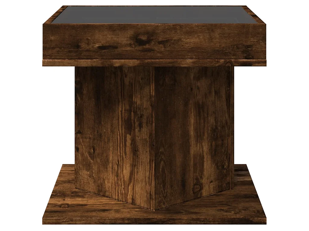 Table basse avec LED chêne fumé 50x50x45 cm bois d'ingénierie