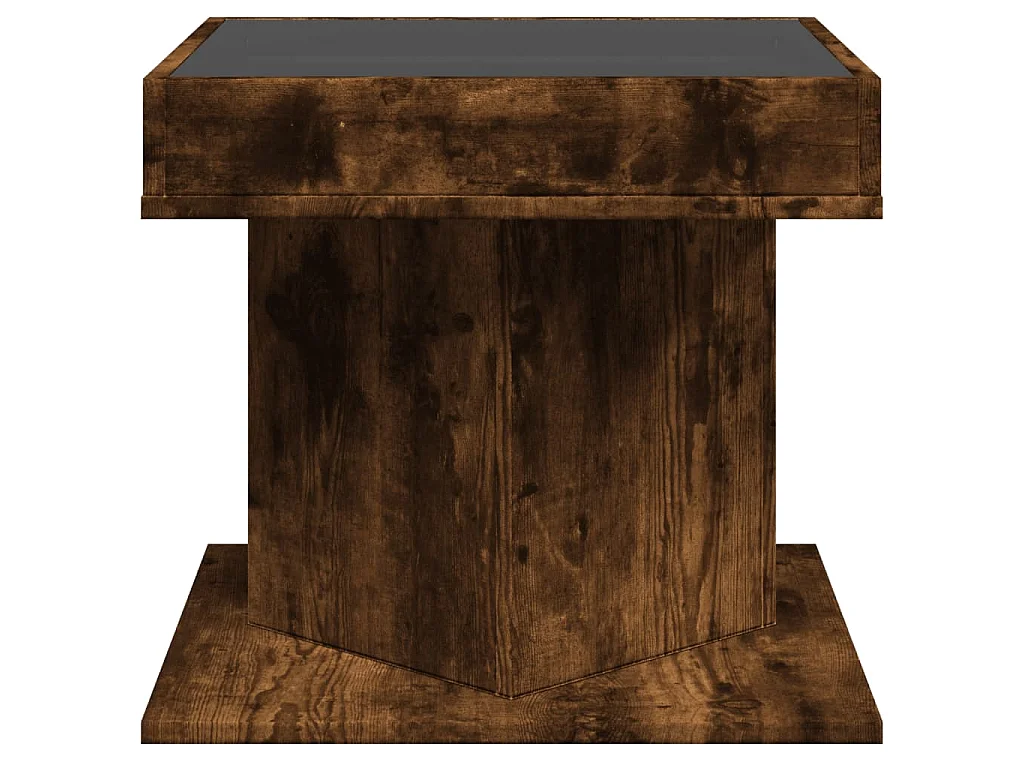 Table basse avec LED chêne fumé 50x50x45 cm bois d'ingénierie