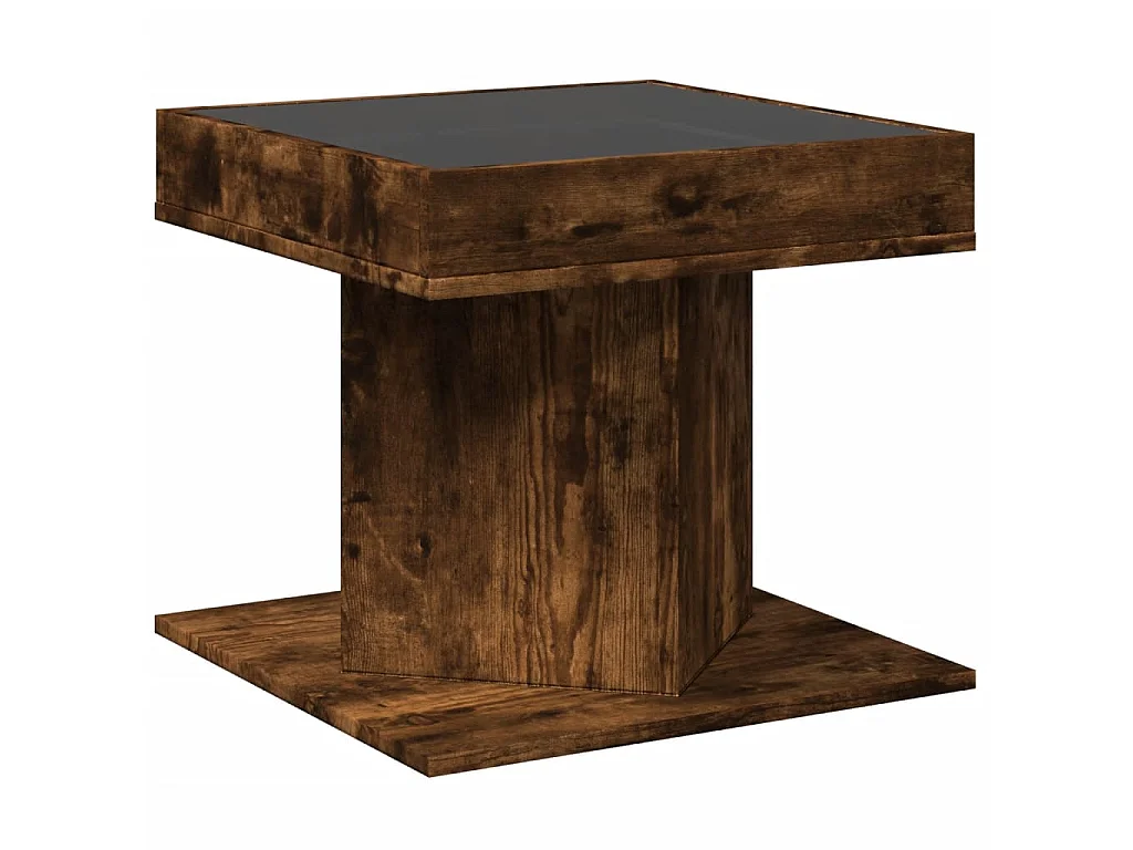 Table basse avec LED chêne fumé 50x50x45 cm bois d'ingénierie