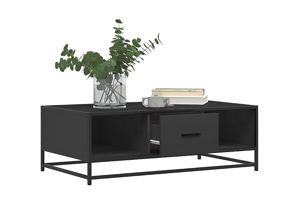Salontafel 100x57x35 cm bewerkt hout en metaal zwart