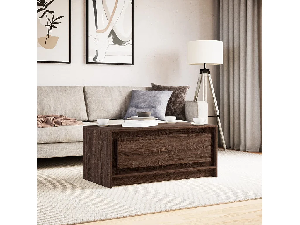 LED-Couchtisch Braun Eichen-Optik Holzwerkstoff