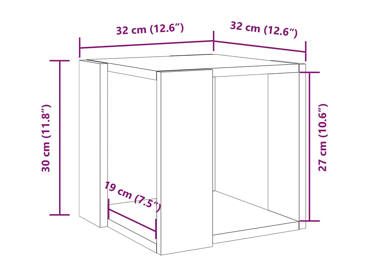 Table basse chêne sonoma 32x32x30 cm bois d'ingénierie