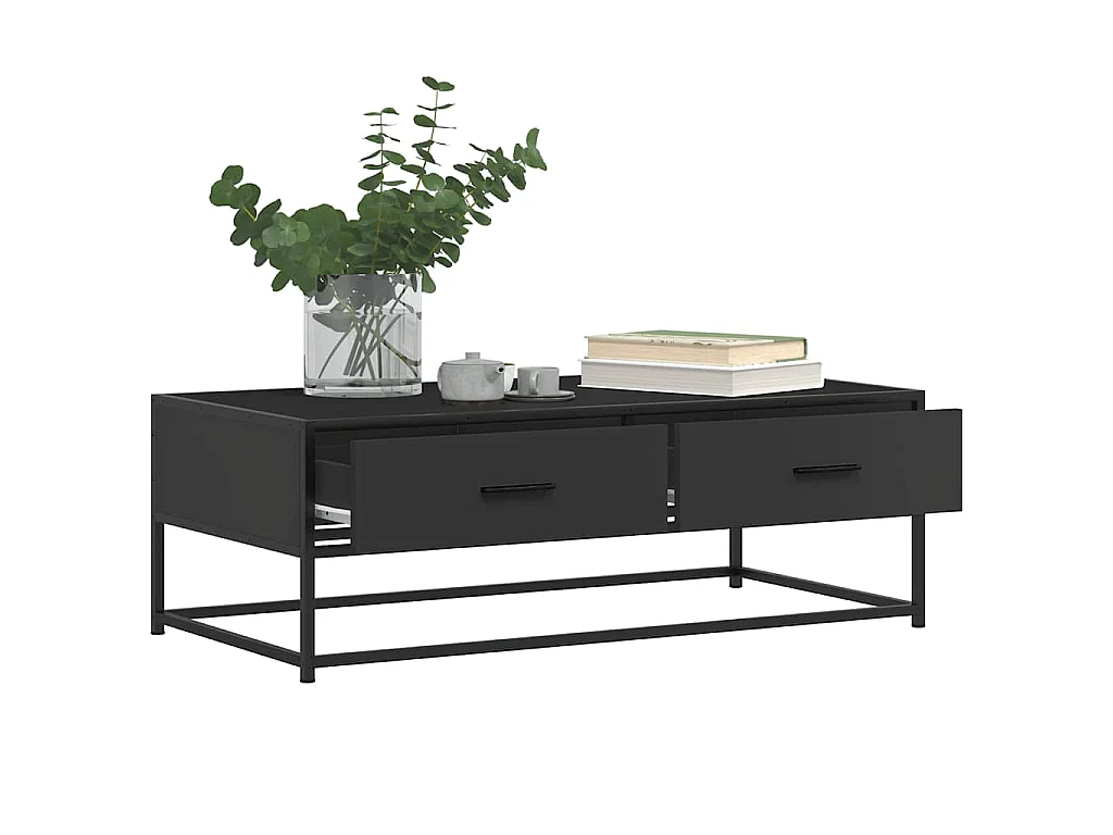 Salontafel 100x50x35 cm bewerkt hout en metaal zwart