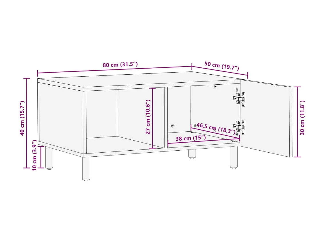 Table basse Noir 80x50x40 cm Bois d'ingénierie