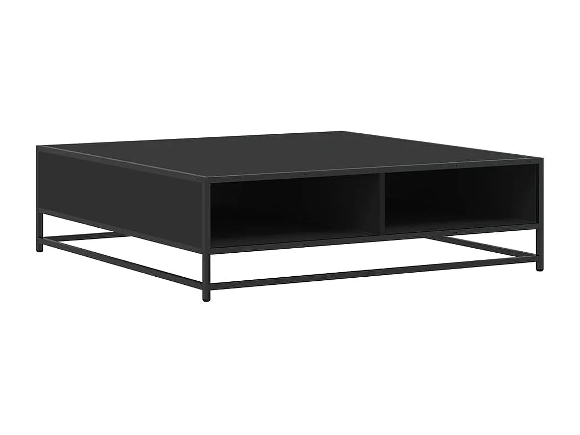 Tavolino Nero 100x100x30 cm Legno in Truciolato e Metallo