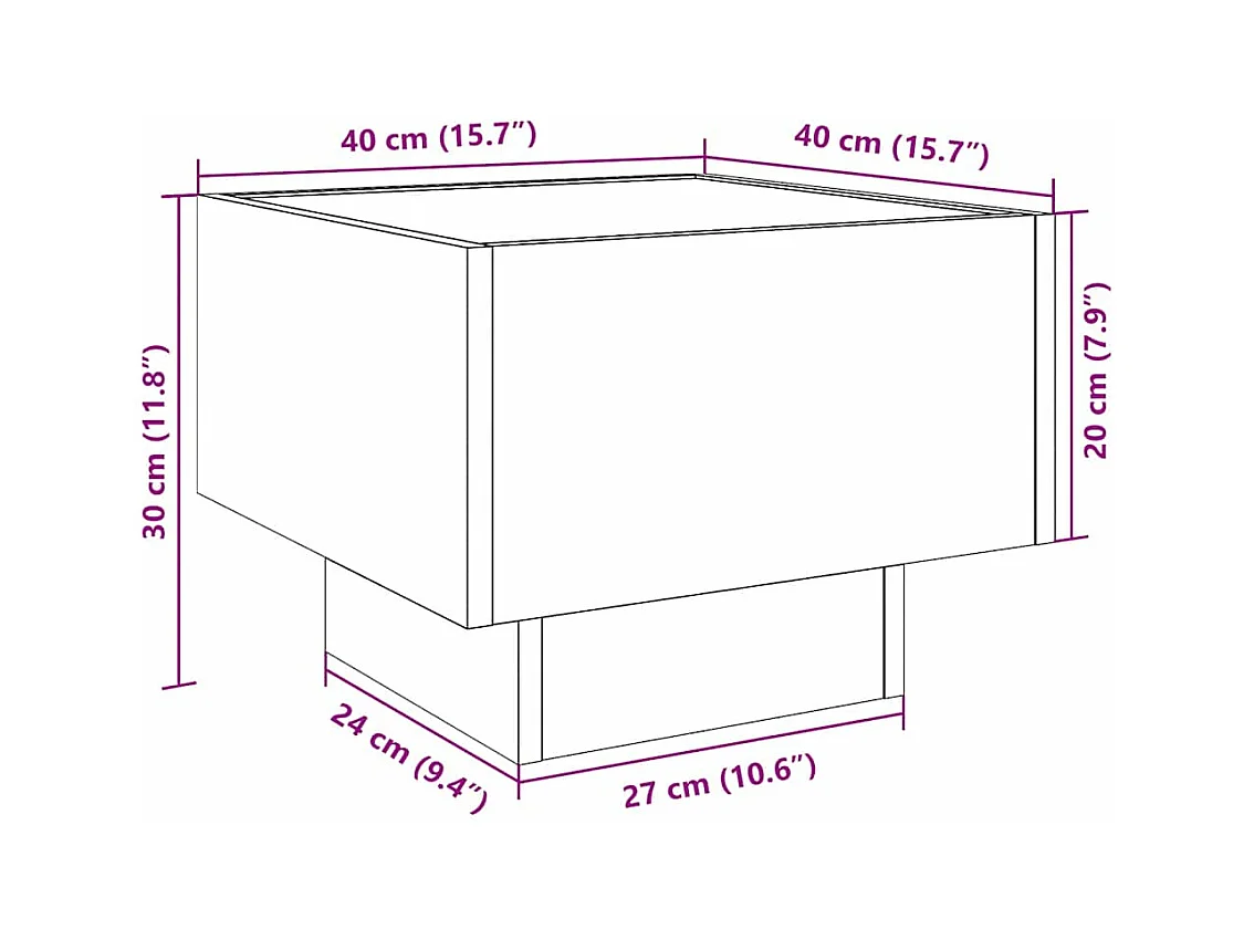 Table d'appoint avec LED blanc 40x40x30 cm bois d'ingénierie