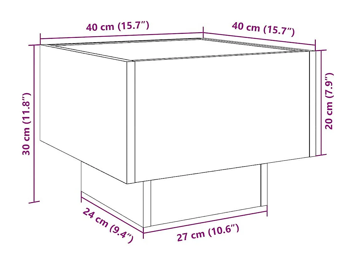 Beistelltisch mit LED Weiß 40x40x30 cm Holzwerkstoff