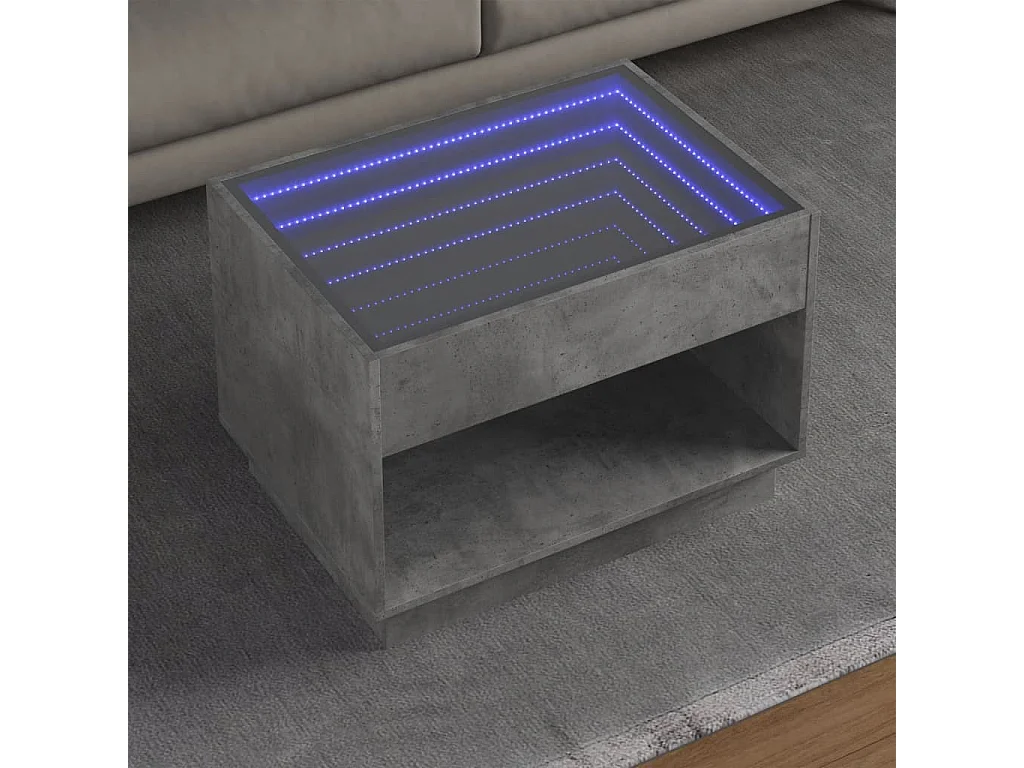 Couchtisch mit Infinity-LED Betongrau 70x50x50 cm