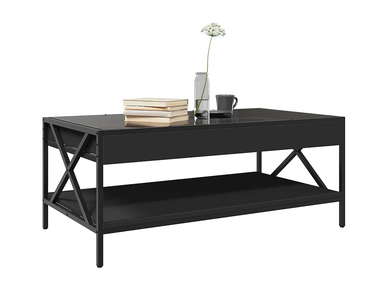Table basse avec LED infini noir 90x50x38 cm