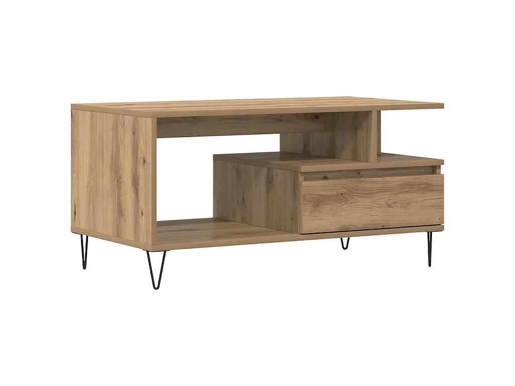 Tavolino Salotto Rovere Artigianale 90x49x45 cm Multistrato