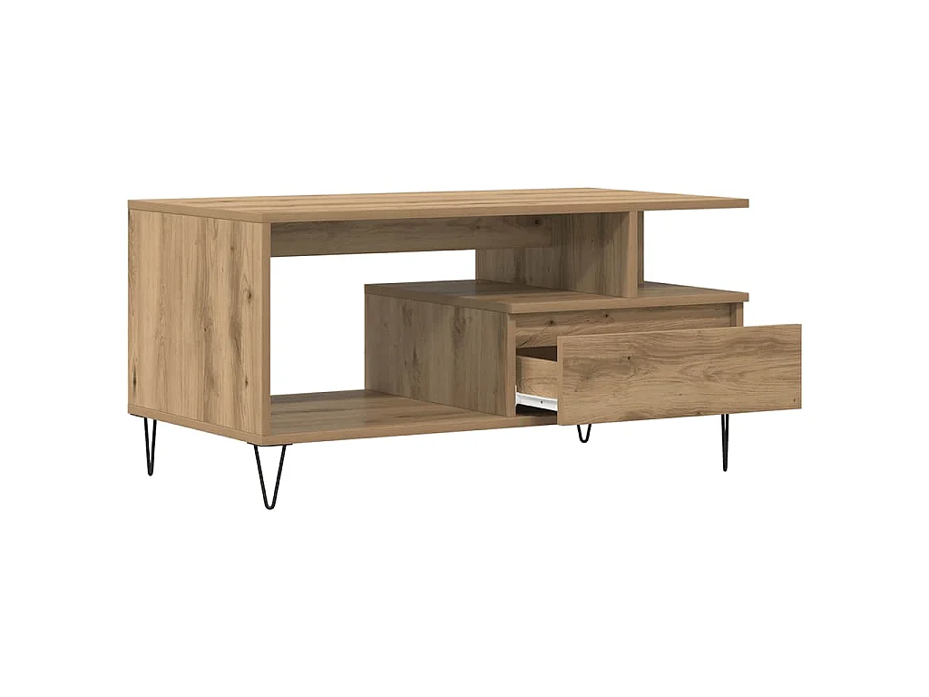 Tavolino Salotto Rovere Artigianale 90x49x45 cm Multistrato