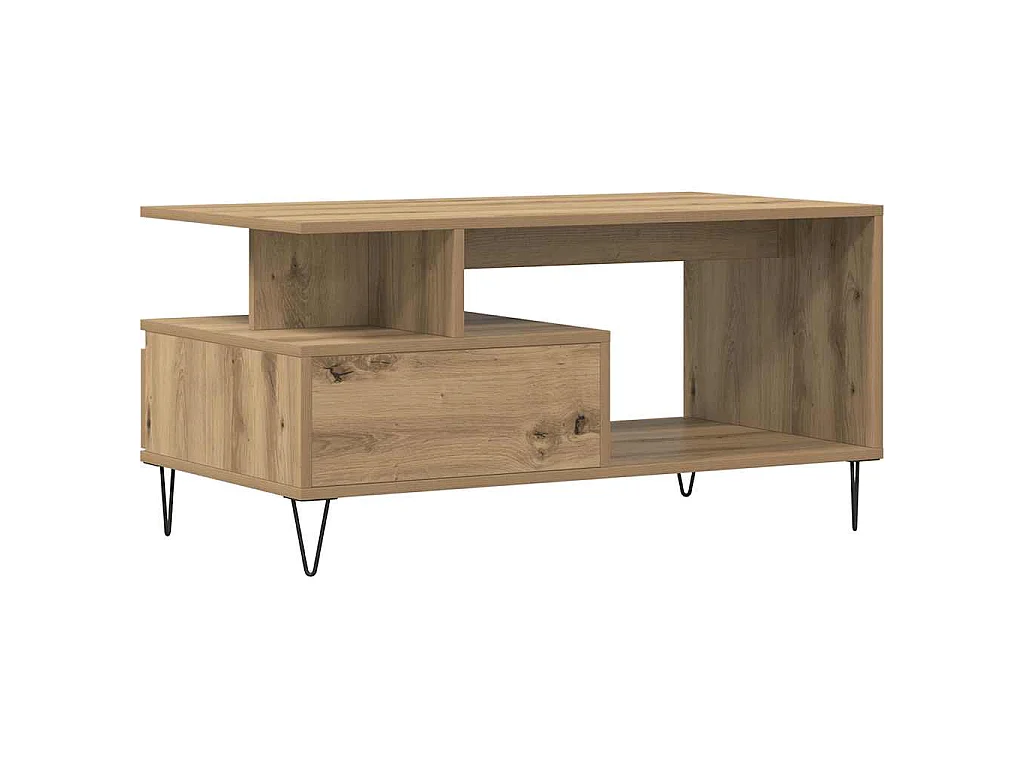 Tavolino Salotto Rovere Artigianale 90x49x45 cm Multistrato
