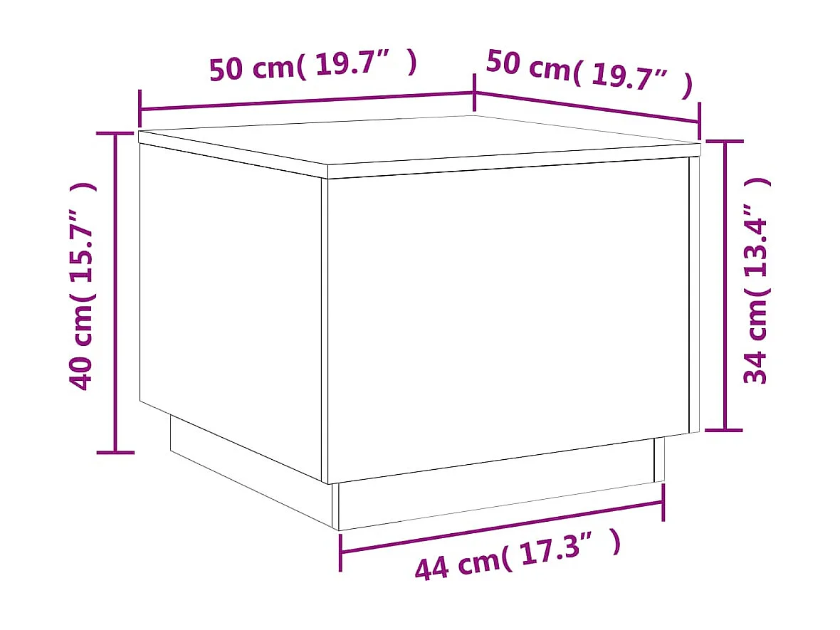 Mesa de centro con luces LED blanco 50x50x40 cm