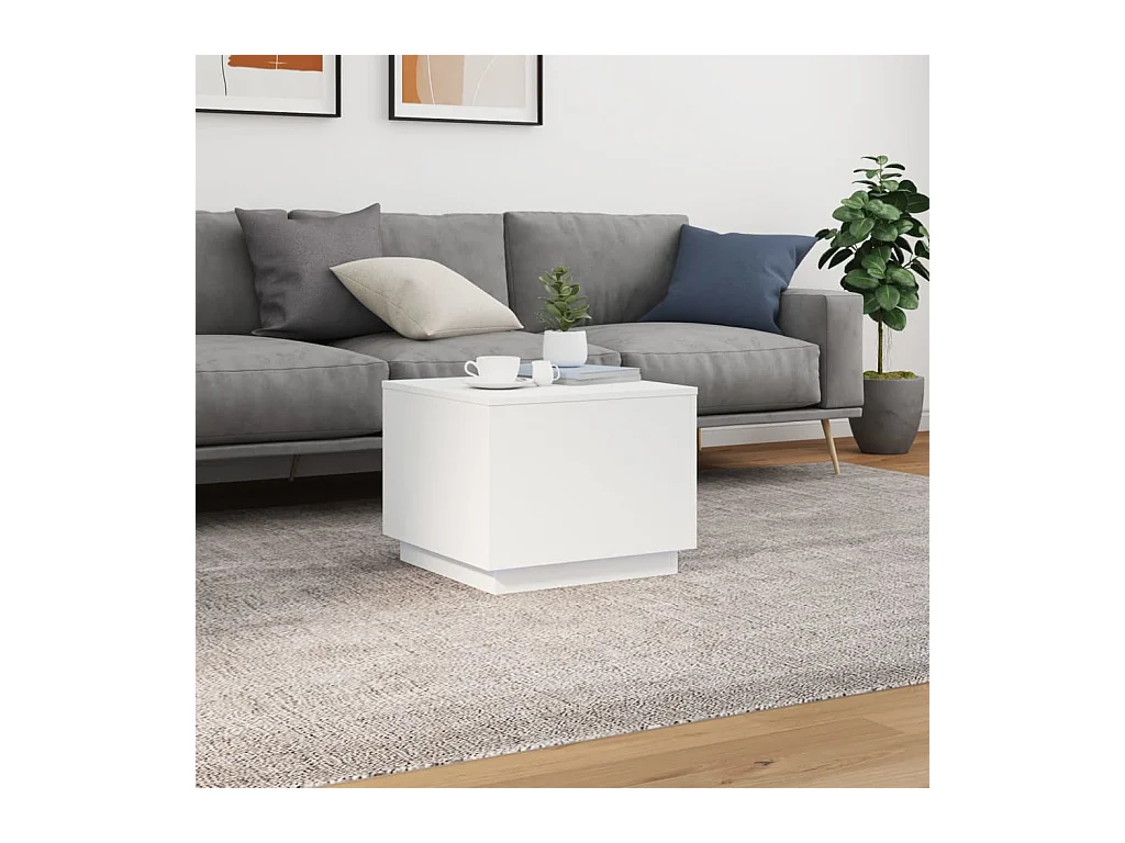 Salontafel met LED-verlichting 50x50x40 cm wit