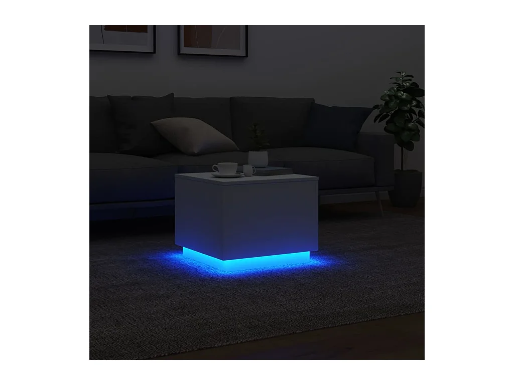 Salontafel met LED-verlichting 50x50x40 cm wit