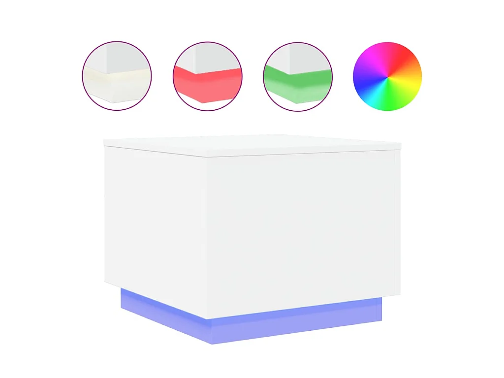 Salontafel met LED-verlichting 50x50x40 cm wit
