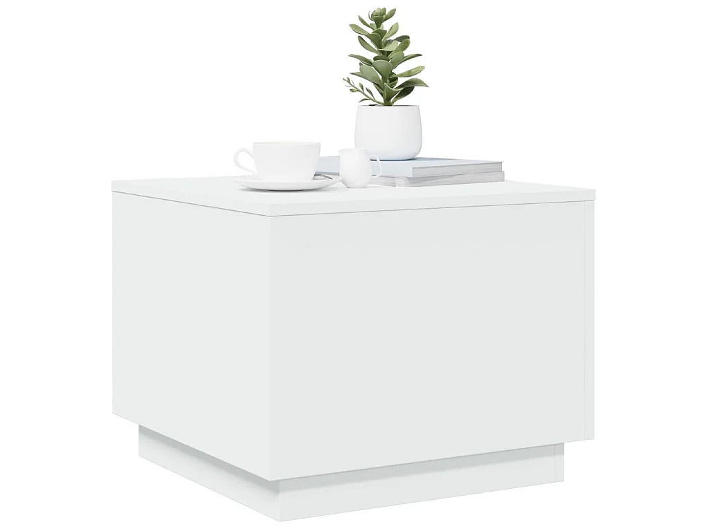 Salontafel met LED-verlichting 50x50x40 cm wit