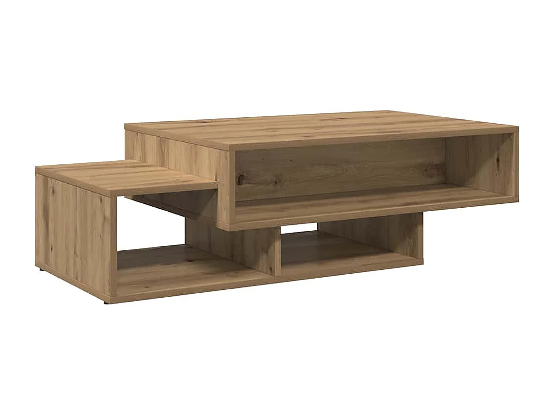 Table basse chêne artisanal 105x55x32 cm bois d'ingénierie