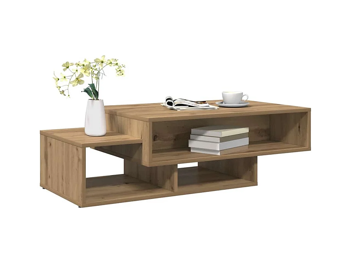 Table basse chêne artisanal 105x55x32 cm bois d'ingénierie