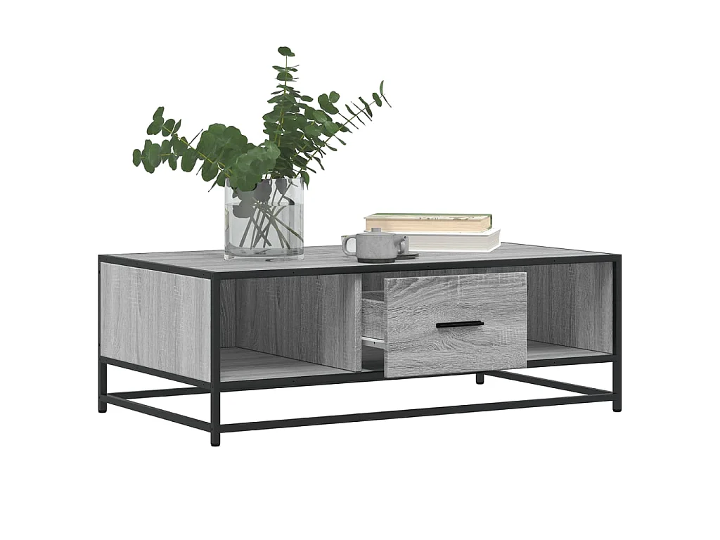 Table basse sonoma gris 100x57x35 cm bois d'ingénierie et métal