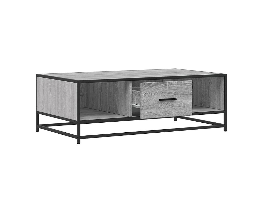 Table basse sonoma gris 100x57x35 cm bois d'ingénierie et métal