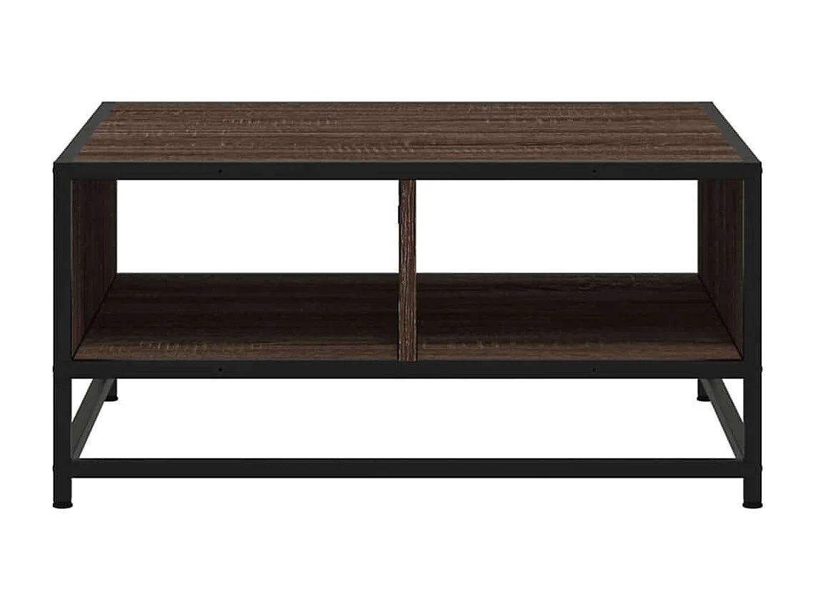Table basse chêne marron 60,5x60,5x30cm bois d'ingénierie/métal