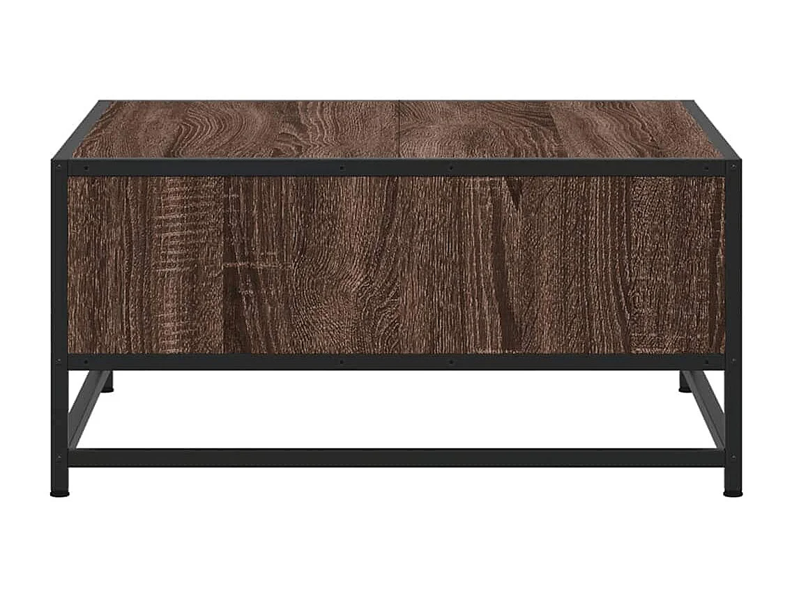 Table basse chêne marron 60,5x60,5x30cm bois d'ingénierie/métal