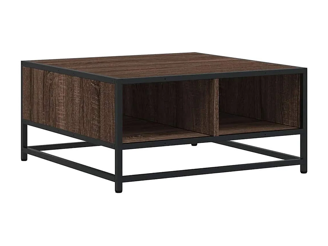 Table basse chêne marron 60,5x60,5x30cm bois d'ingénierie/métal