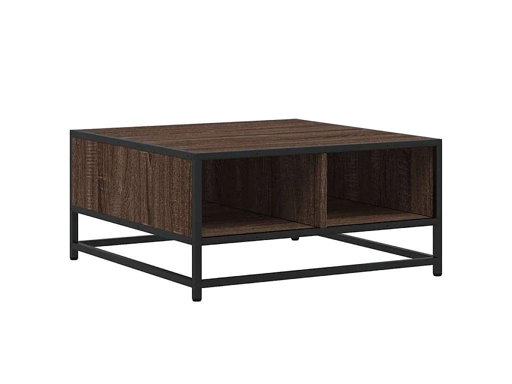 Table basse chêne marron 60,5x60,5x30cm bois d'ingénierie/métal