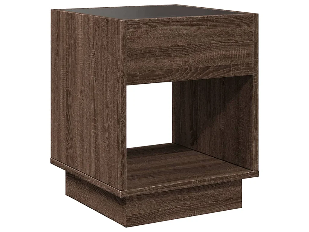 Table basse avec LED infini chêne marron 40x40x50 cm