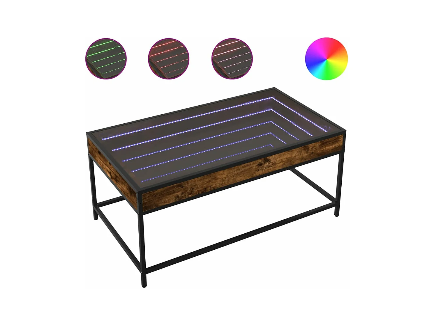 Salontafel met Infinity LED 90x50x41 cm gerookt eikenkleurig
