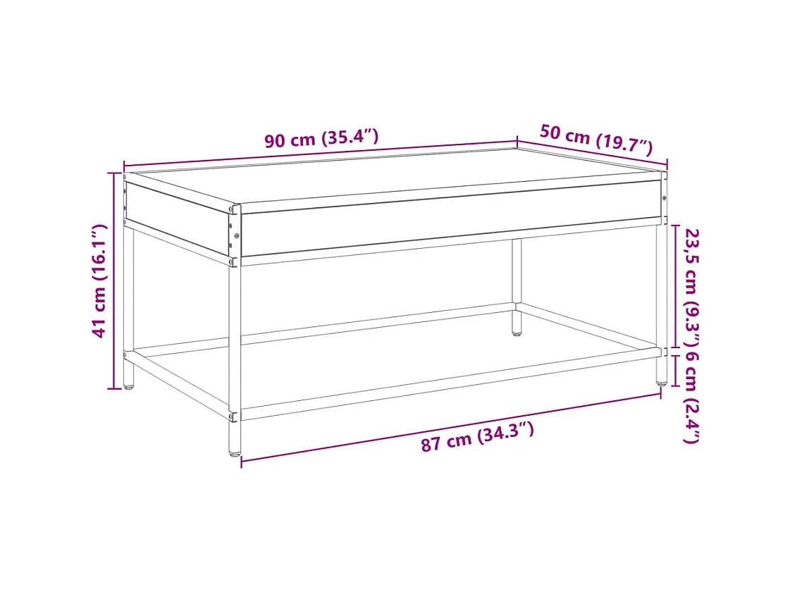 Salontafel met Infinity LED 90x50x41 cm gerookt eikenkleurig