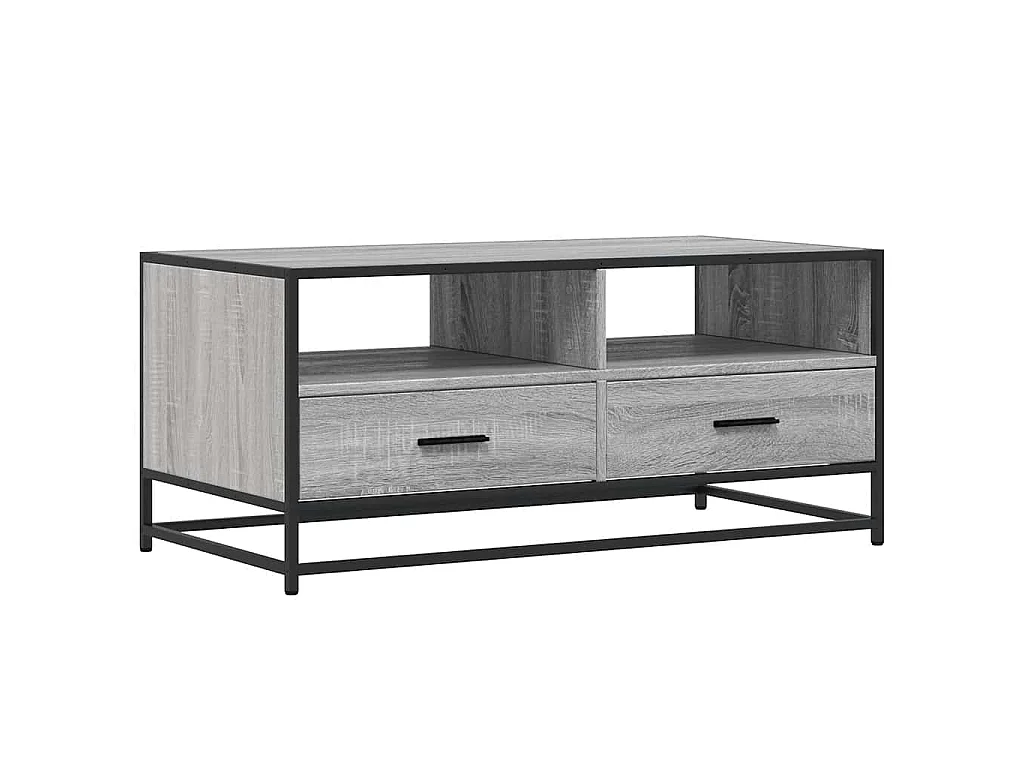 Tavolino Grigio Sonoma 100x50x45 cm Legno Multistrato e Metallo
