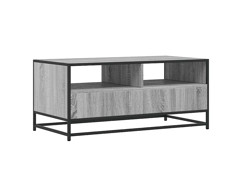 Tavolino Grigio Sonoma 100x50x45 cm Legno Multistrato e Metallo