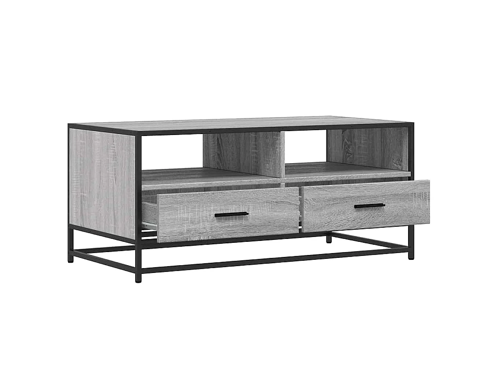 Tavolino Grigio Sonoma 100x50x45 cm Legno Multistrato e Metallo