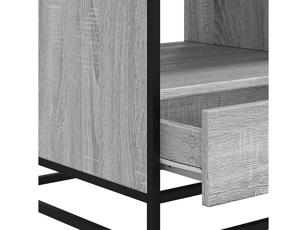 Tavolino Grigio Sonoma 100x50x45 cm Legno Multistrato e Metallo