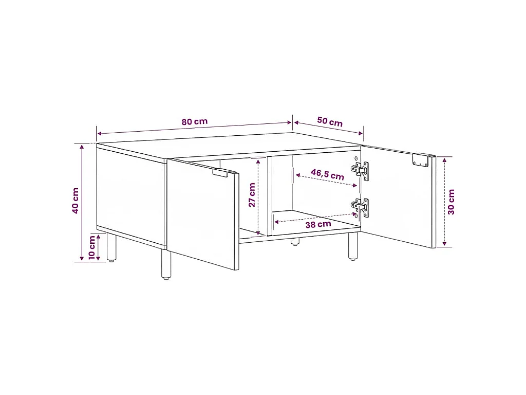 Table basse Noir 80x50x40 cm Bois d'ingénierie