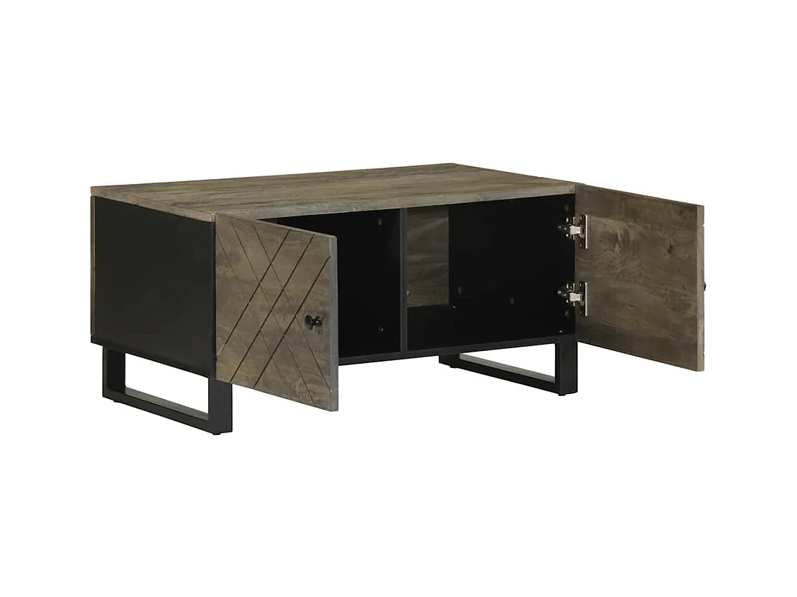 Table basse noir 80x50x40 cm bois massif de manguier