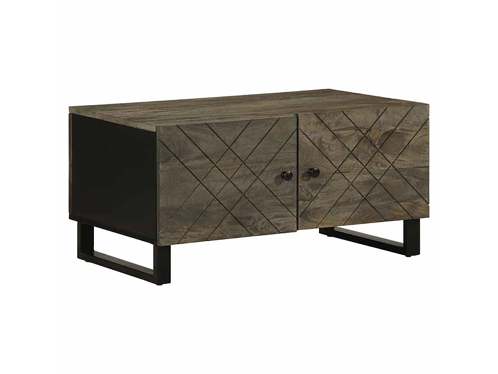 Table basse noir 80x50x40 cm bois massif de manguier