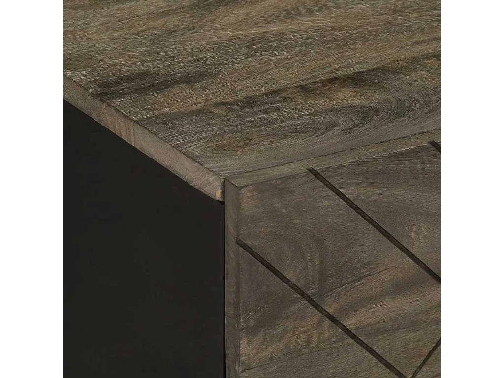 Table basse noir 80x50x40 cm bois massif de manguier