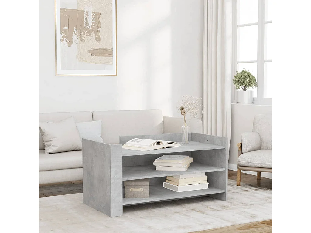 Table basse gris béton 100x50x50 cm bois d'ingénierie