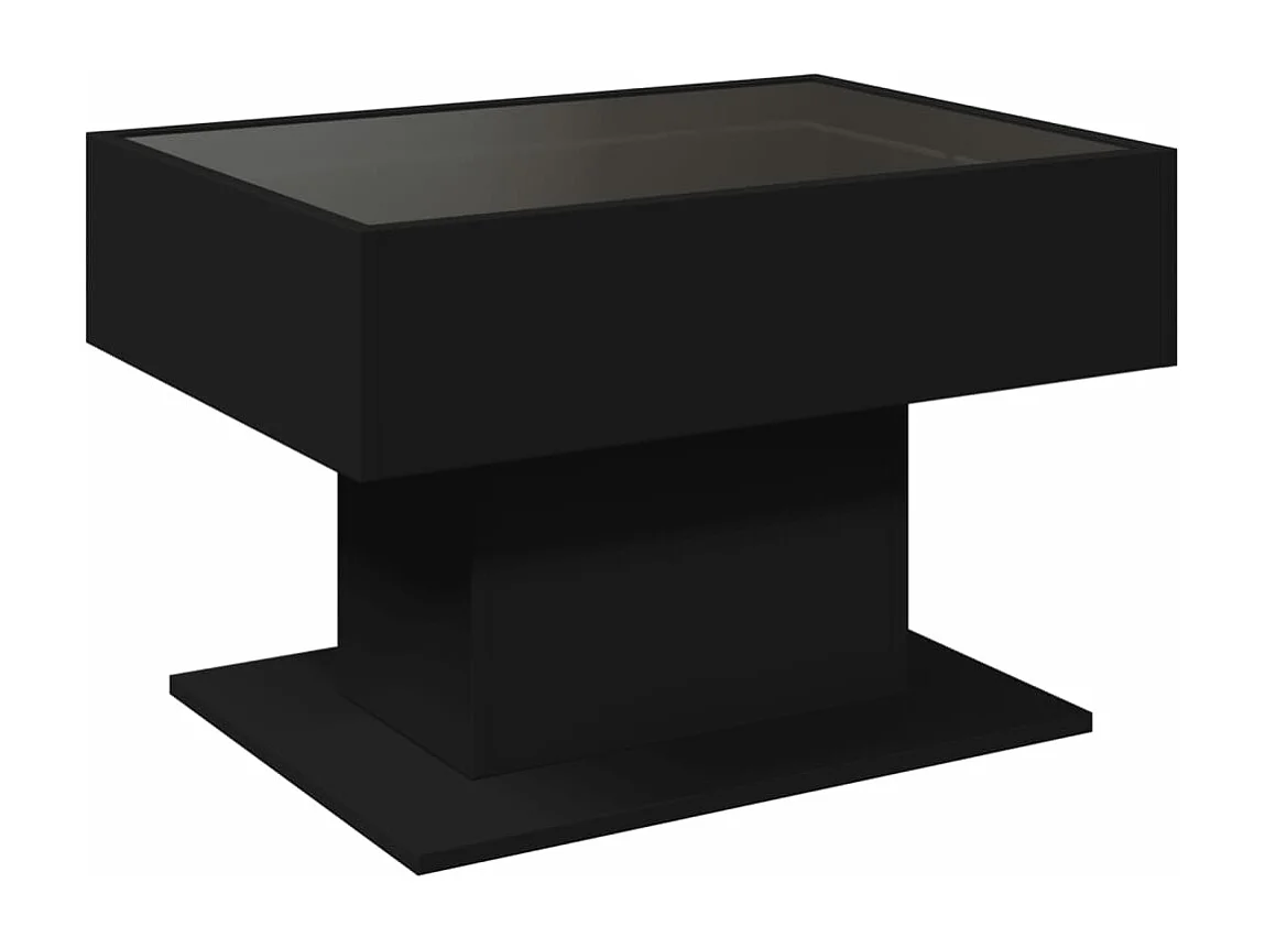 Table basse avec LED noir 70x50x45 cm bois d'ingénierie