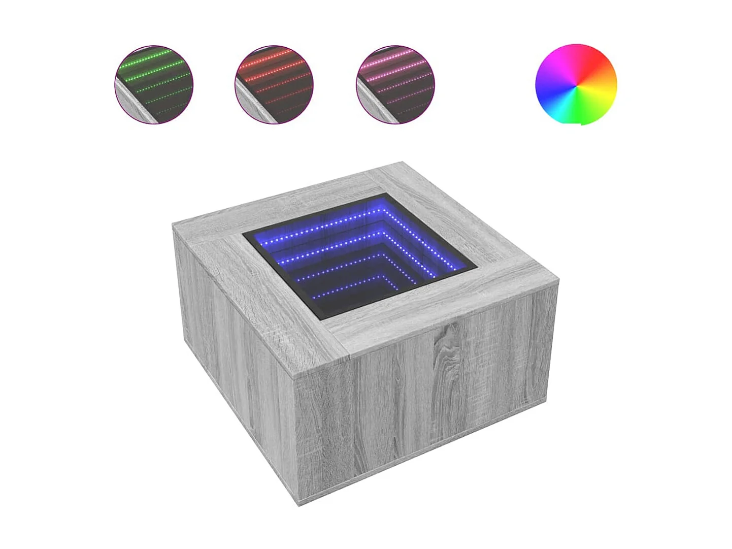 Table basse avec LED sonoma gris 60x60x40 cm bois d'ingénierie