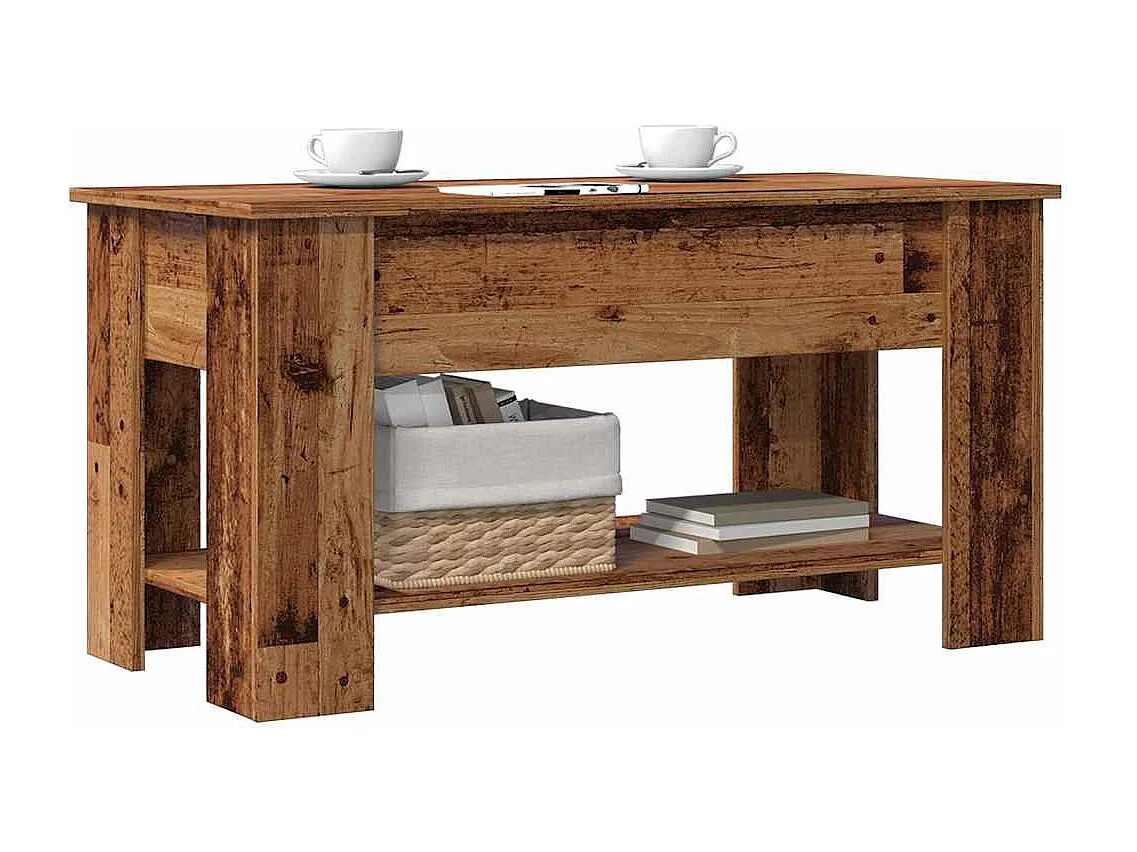 Table basse vieux bois 101x49x52 cm bois d'ingénierie