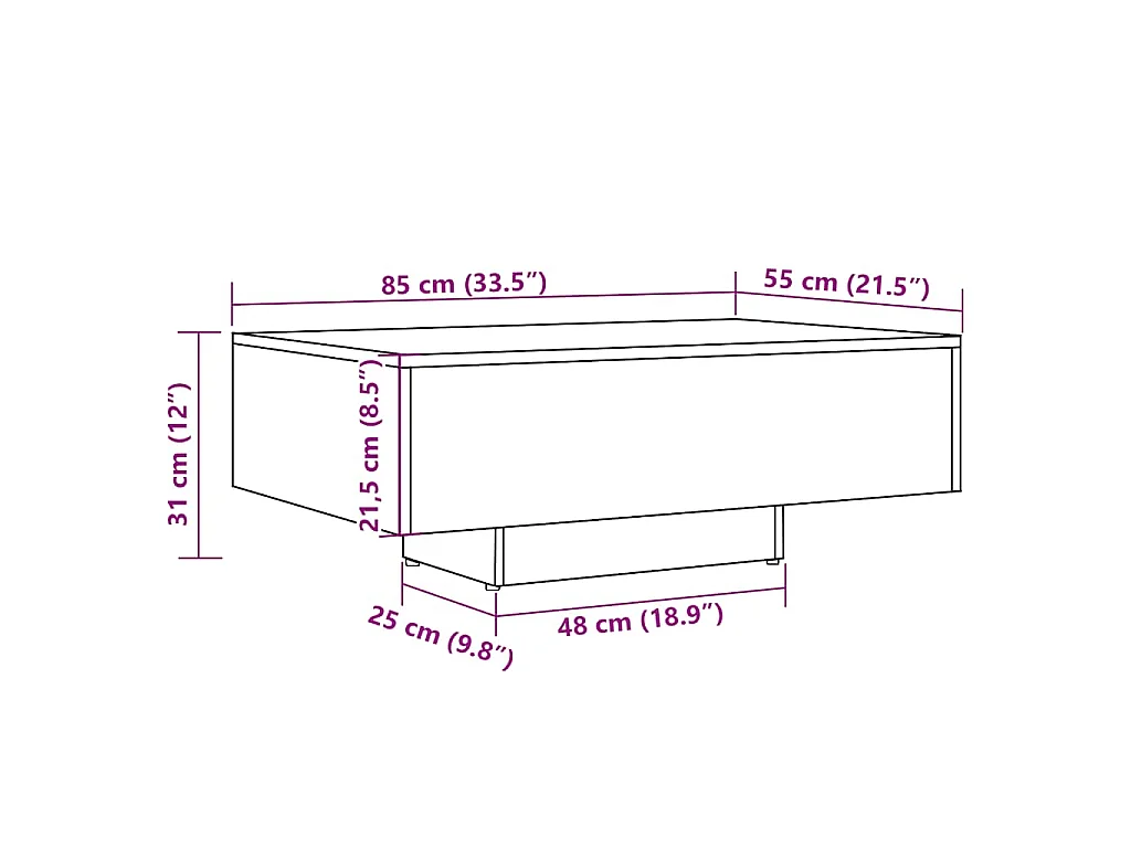 Tavolino da Salotto Legno Antico 85x55x31 cm Legno Multistrato