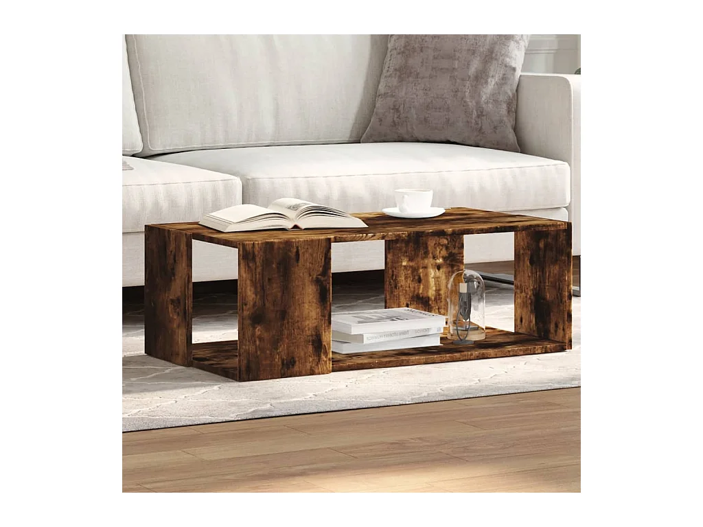 Table basse chêne fumé 89,5x48x30 cm bois d'ingénierie