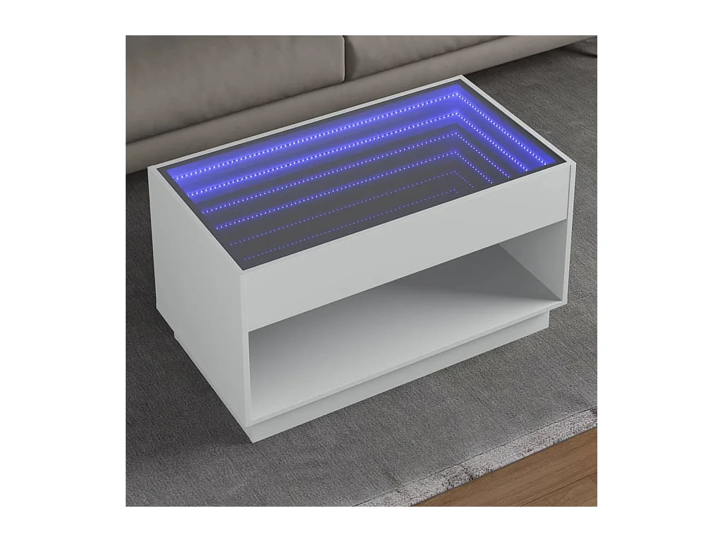 Table basse avec LED infini blanc 90x50x50 cm