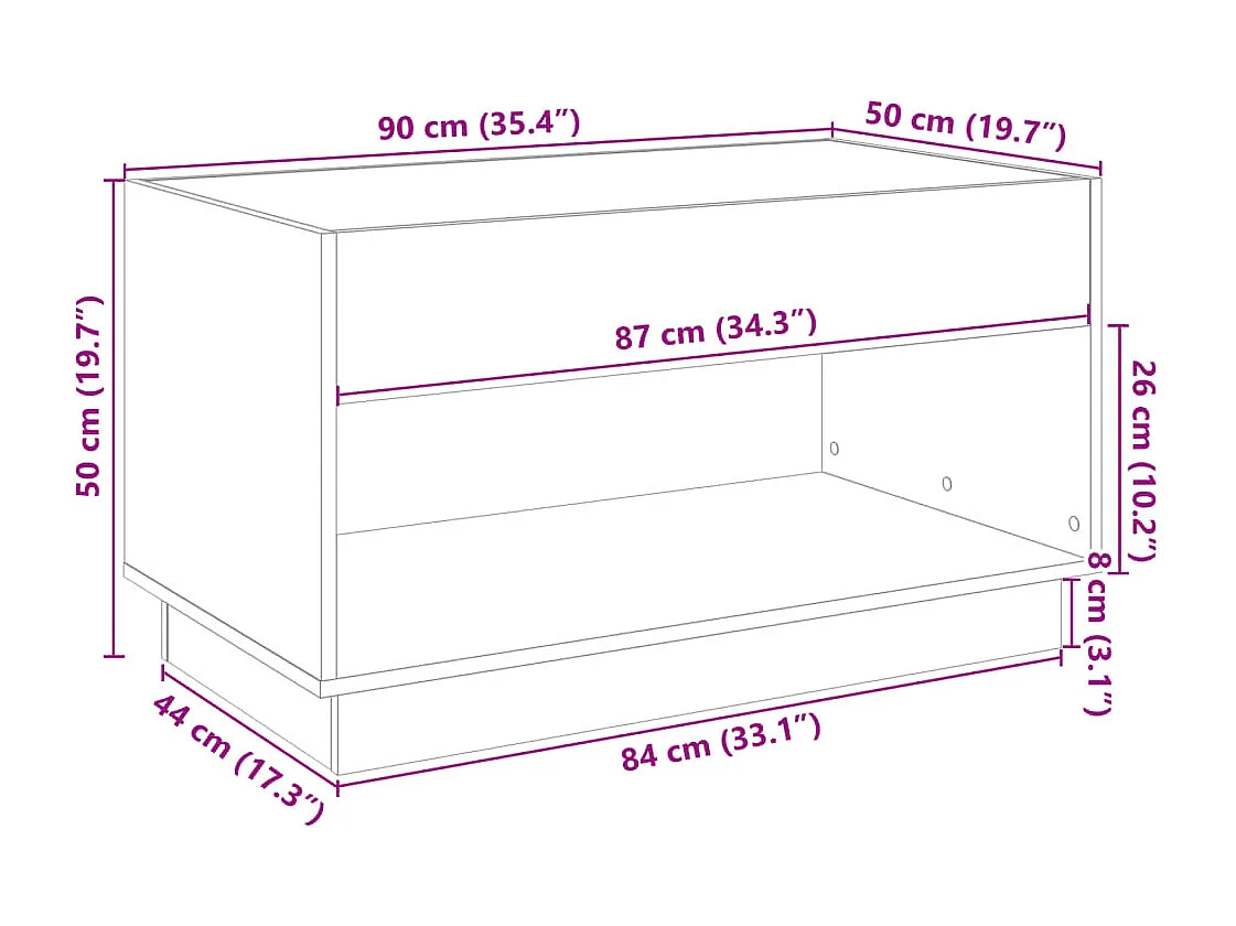 Couchtisch mit Infinity-LED Weiß 90x50x50 cm